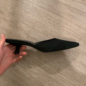 Reformation Wilda Kitten Mule- Black Suede